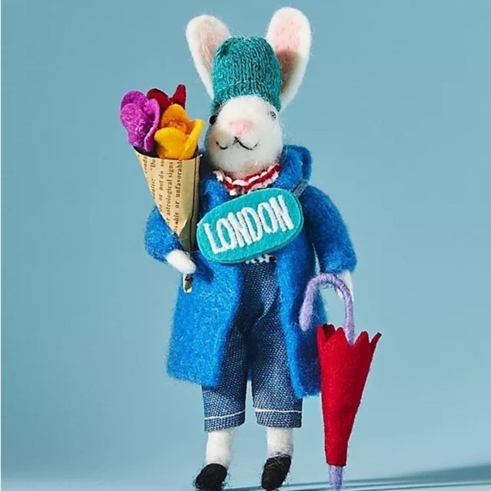 Anthropologie Traveling Bunny London Christmas Ornament